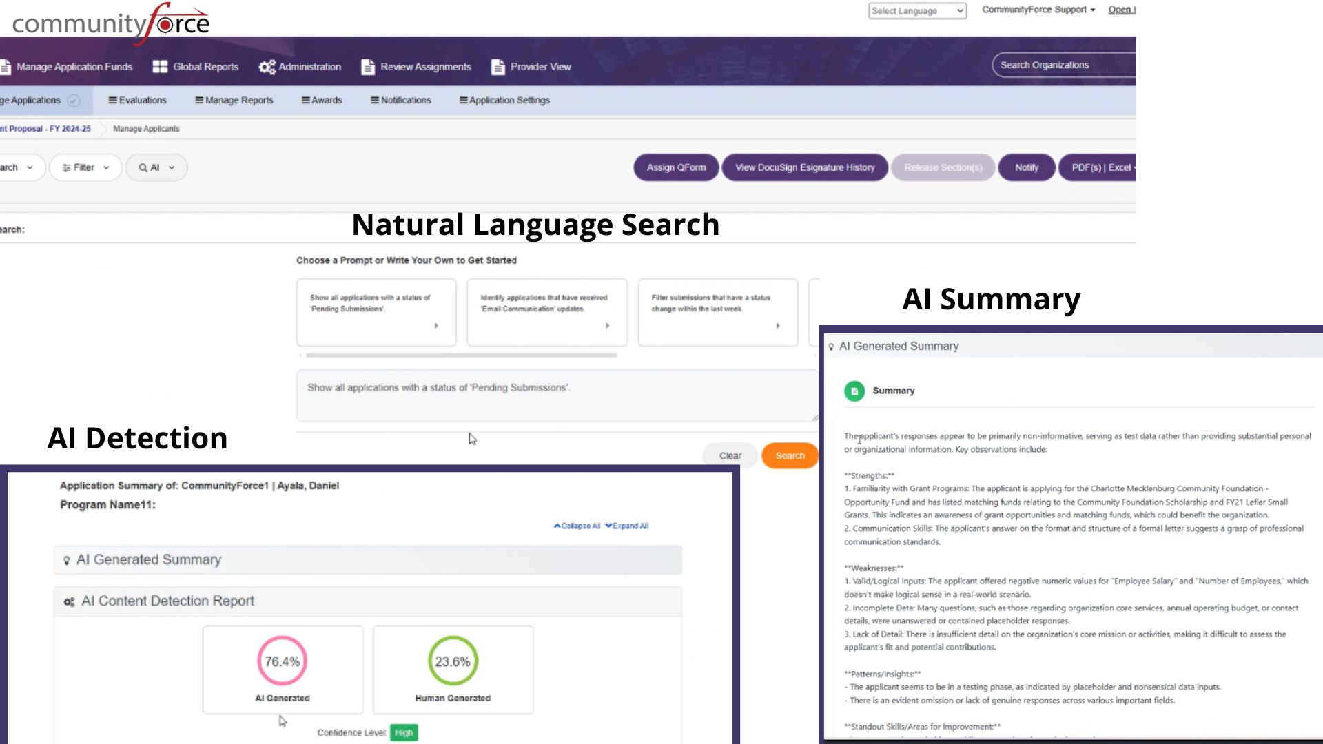 screenshot of Grants Management